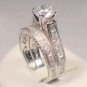 3 CT ROUND PRINCESS ANTIQUE ENGAGEMENT RING SET - SZ 5 6 7 8 9