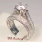 3 CT ROUND PRINCESS ANTIQUE ENGAGEMENT RING SET - SZ 5 6 7 8 9