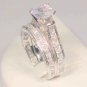 SZ 6 - 3 CT PRINCESS ANTIQUE WEDDING ENGAGEMENT RING SET