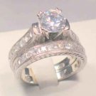 SZ 8 - 3 CT ROUND PRINCESS VINTAGE HEAVENLY ENGAGEMENT RING SET