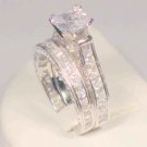 SZ 9 - 3 CT PRINCESS ANTIQUE WEDDING ENGAGEMENT RING SET