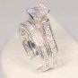SZ 9 - 3 CT PRINCESS ANTIQUE WEDDING ENGAGEMENT RING SET