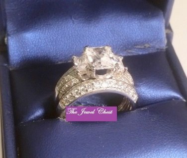 2 Ct Emerald cut Diamond Engagement Ring Wedding Band Bridal Set White Gold