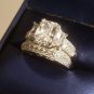 2 Ct Emerald cut Diamond Engagement Ring Wedding Band Bridal Set White Gold