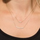 Double Strand Curved Bar Diamond Pendant Necklace 14k Yellow Gold