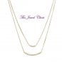 Double Strand Curved Bar Diamond Pendant Necklace 14k Yellow Gold