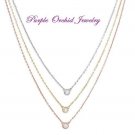 Three Stone Round Bezel set Diamond Pendant Necklace White, Rose and Yellow Gold
