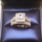 Princess cut Solitaire Antique Diamond Engagement Ring Wedding Set White Gold