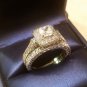 Princess cut Solitaire Antique Diamond Engagement Ring Wedding Set White Gold