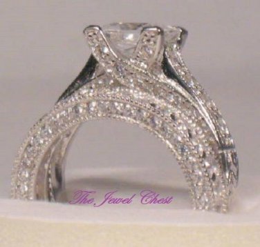 Princess Solitaire D/VVS1 Diamond Eternity Band Engagement Ring set White Gold