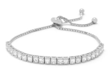 5.00 Ct Princess cut Diamond Bolo Bracelet White Gold Style Adjustable