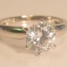 1.25 Ct D VVS1 Round Brilliant Diamond Solitaire Engagement Ring 14k White Gold