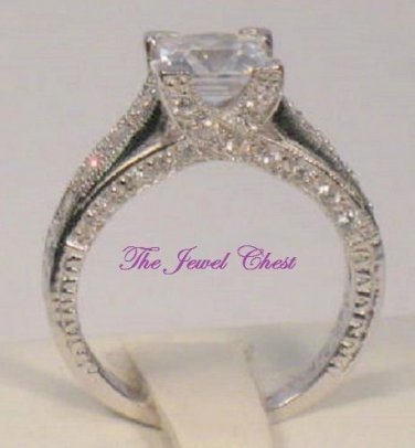 2.00 Ct Princess Diamond Solitaire Engagement Ring Antique Estate White Gold