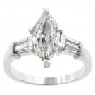 D/VVS1 Diamond Engagement Ring 2.80 Ct Marquis Cut 14k White Gold Bridal Jewelry