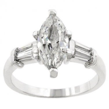 D/VVS1 Diamond Engagement Ring 2.80 Ct Marquis Cut 14k White Gold Bridal Jewelry