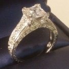 3 Ct Princess cut Solitaire Antique Diamond Engagement Ring Vintage White Gold