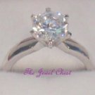 Round Solitaire Diamond cut Engagement Ring Sterling Silver 14k White Gold