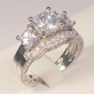 3 Ct Princess cut Diamond Engagement Ring Wedding Band 2 Piece set White gold