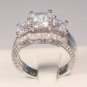 3 Ct Princess cut Diamond Engagement Ring Wedding Band 2 Piece set White gold
