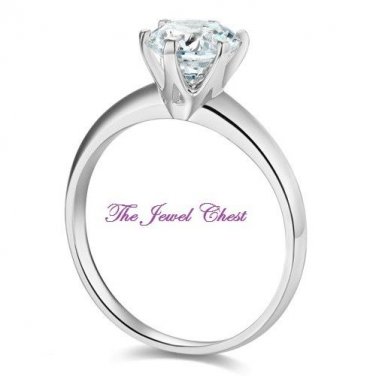 Round cut Solitaire Engagement Wedding promise Ring Solid 14kt White Gold