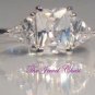 Emerald Trillion cut Diamond Engagement Anniversary Ring Solid 14kt White Gold