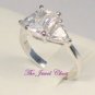 Emerald Trillion cut Diamond Engagement Anniversary Ring Solid 14kt White Gold