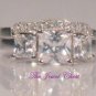 3 Ct Princess Trilogy Diamond Engagement Ring Vintage Bridal set White Gold