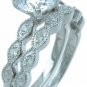 VS Round cut Solitaire Diamond Engagement Ring White Gold Bridal Wedding Set