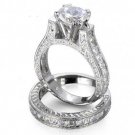 2.95 Ct Round Princess cut Antique Style Solitaire Engagement Ring Wedding Set