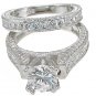 2.95 Ct Round Princess cut Antique Style Solitaire Engagement Ring Wedding Set