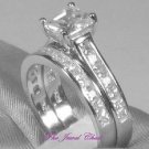 2 Ct Princess Solitaire 2 Piece Engagement Wedding Ring Band Set White Gold