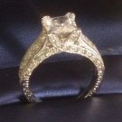 2.85 Ct Princess cut Diamond Solitaire Engagement Ring Vintage 14kt White Gold