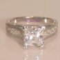 2.85 Ct Princess cut Diamond Solitaire Engagement Ring Vintage 14kt White Gold