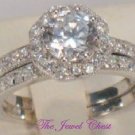 2.3 Ct Round Diamond Engagement Ring Wedding Bridal set White Gold Halo Style