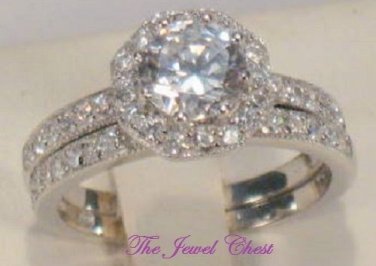 2.3 Ct Round Diamond Engagement Ring Wedding Bridal set White Gold Halo Style