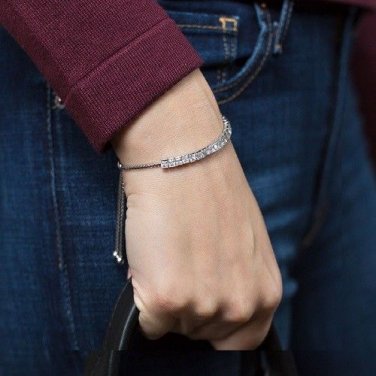 4.50 Ct Princess cut Diamond Bolo Bracelet White Gold Channel set Adjustable