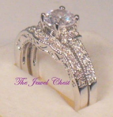D VVS1  2 Ct Round cut Antique Diamond Engagement Ring Wedding Set White Gold