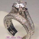 VVS1 Princess Diamond Engagement Ring Wedding Band Vintage Style White Gold