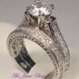 VVS1 Princess Diamond Engagement Ring Wedding Band Vintage Style White Gold