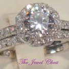 2 Ct Round cut Diamond Engagement Ring Wedding Band White Gold Halo Design