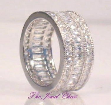 3 Ct Emerald Princess cut Diamond Wedding Eternity Band Ring White Gold