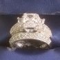 2 Ct Emerald cut 3 Stone Diamond Engagement Ring Wedding Band 14k White Gold