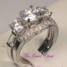 2.50 Ct Round Diamond cut Engagement Wedding Ring set Antique 14k White Gold