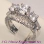 2.50 Ct Round Diamond cut Engagement Wedding Ring set Antique 14k White Gold