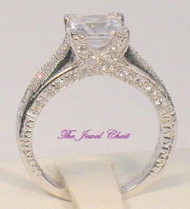 2 Ct Princess cut Solitaire Diamond Engagement Ring Antique Style White Gold