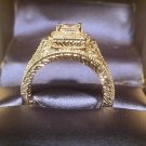 D VVS1 Princess Vintage Diamond Engagement Ring Wedding Set Antique White Gold