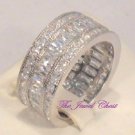 3 Ct Emerald Princess Diamond Eternity Band Bridal Wedding Ring White Gold