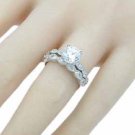 Round cut Diamond Engagement Ring Wedding Band set White Gold Sterling