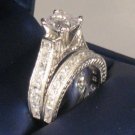 4 CT Princess Solitaire Diamond Engagement Ring Wedding Set Antique White Gold