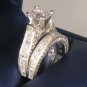 4 CT Princess Solitaire Diamond Engagement Ring Wedding Set Antique White Gold